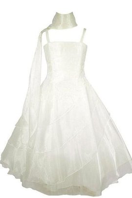 Robe de cortège enfant naturel avec zip en organza avec nœud ligne a