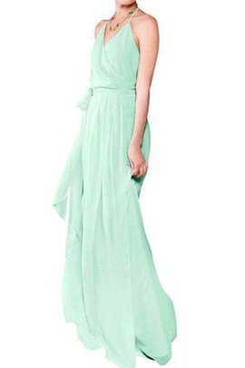 Robe demoiselle d'honneur avec chiffon dénudé ceinture longueur au ras du sol a-ligne