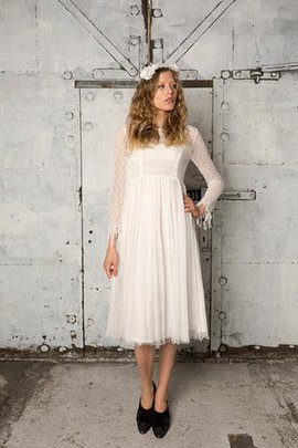 Robe de mariée plissage intemporel facile modeste avec manche longue