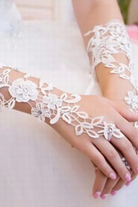 Élégante dentelle gants blanc moderne de mariée merveilleux - photo 2