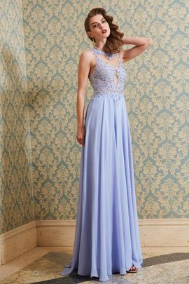Robe de bal naturel longueur au ras du sol avec chiffon de princesse encolure ronde