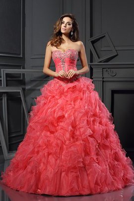 Robe de quinceanera naturel jusqu'au sol de col en cœur cordon de lotus