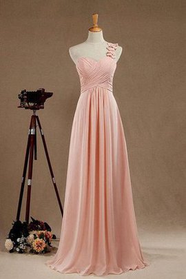 Robe demoiselle d'honneur longue naturel croisade en chiffon d'épaule asymétrique