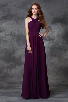 Robe demoiselle d'honneur naturel avec zip de princesse ligne a longueur au niveau de sol