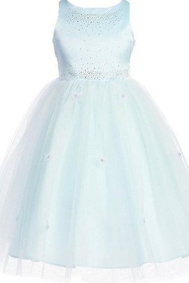 Robe de cortège enfant en tulle avec perle arrivée au cheville appliques manche nulle