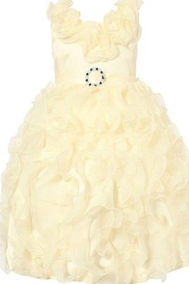 Robe de cortège enfant naturel encolure ronde avec nœud avec gradins ligne a