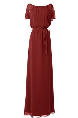 Robe demoiselle d'honneur naturel longue de col bateau ceinture avec chiffon