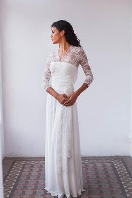 Robe de mariée facile avec sans manches ceinture en étoffe en dentelle au drapée