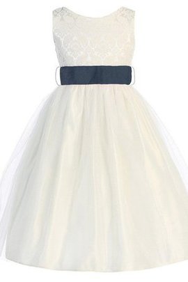 Robe de cortège enfant courte avec zip en organza a-ligne brodé