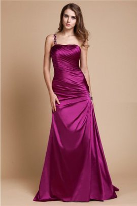 Robe de bal longue avec zip satin tissé extensible d'épaule asymétrique manche nulle