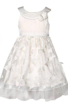 Robe de cortège enfant plissé avec nœud avec zip au niveau de genou manche nulle