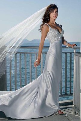 Robe de mariée romantique facile de traîne moyenne de fourreau en satin