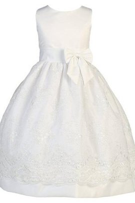 Robe de cortège enfant ligne a avec décoration dentelle avec nœud manche nulle