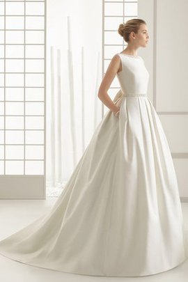 Robe de mariée facile de traîne moyenne avec nœud avec perle manche nulle