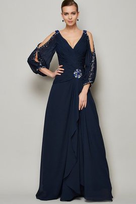 Robe de bal longue avec chiffon v encolure ligne a jusqu'à la cheville