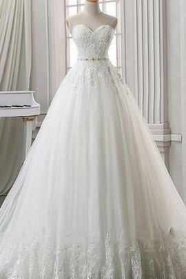 Robe de mariée appliques ligne a en organza en dentelle ceinture haut