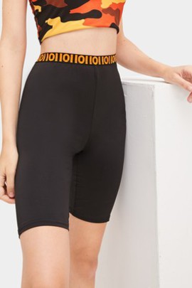 Short cycliste avec imprimé taille haute