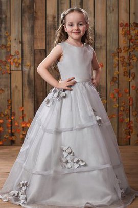 Robe de cortège enfant plissé avec fleurs manche nulle avec bouton ligne a