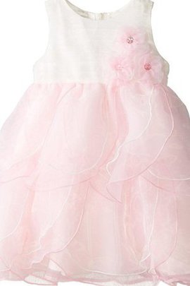 Robe de cortège enfant naturel en organza avec gradins col u profond ligne a