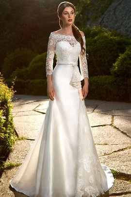 Robe de mariée luxueux en satin avec bouton avec nœud en 3/4 manche