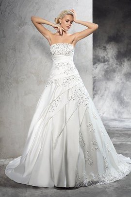 Robe de mariée fermeutre eclair de mode de bal de bustier manche nulle en satin