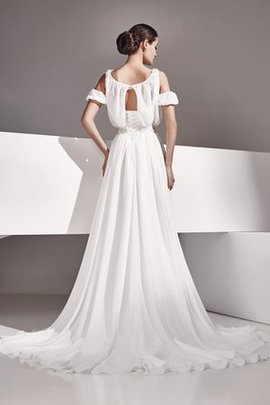 Robe de mariée longue de traîne moyenne a plage noeud manche nulle