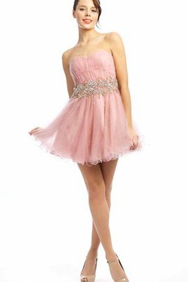 Robe de graduation romantique bref de col en cœur en tulle a-ligne