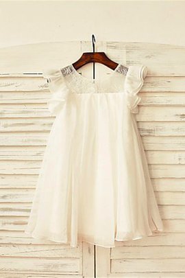 Robe de cortège enfant de princesse col u profond avec chiffon avec fleurs ligne a