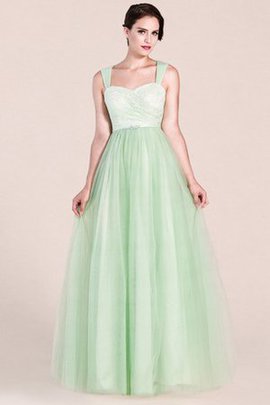 Robe demoiselle d'honneur romantique plissage jusqu'au sol textile en tulle avec perle