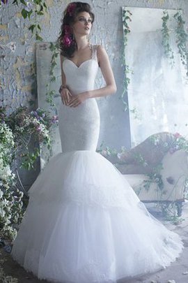 Robe de mariée naturel de sirène noeud textile en tulle avec gradins