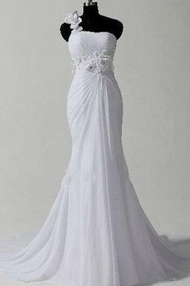 Robe de mariée avec chiffon de sirène fermeutre eclair en plage au niveau de genou