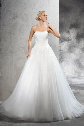 Robe de mariée naturel longue avec lacets en satin de mode de bal