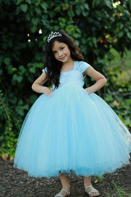 Robe de cortège enfant de mode de bal avec manche courte en tulle encolure ronde ligne a