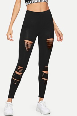 Legging unicolore grosses soldes déchiré