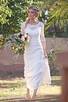 Robe de mariée de traîne courte noeud boutonné decoration en fleur manche nulle