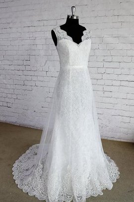 Robe de mariée attirent distinguee fermeutre eclair ligne a de col entaillé