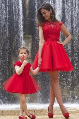 Robe fête de la rentrée simple noeud textile en tulle avec manche courte de col haut