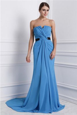 Robe de bal longue ligne a en chiffon fermeutre eclair de lotus