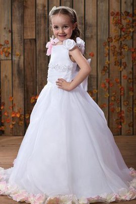 Robe de cortège enfant plissé ligne a appliques avec fleurs