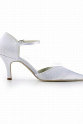 Absorbant les talons hauts avec satin pointue mariée chaussure fine - photo 2