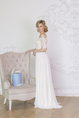 Robe de mariée classique en 1/2 manche a-ligne fermeutre eclair de traîne courte