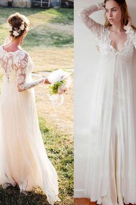 Robe de mariée angélique v encolure en chiffon jusqu'au sol avec manche longue