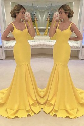 Robe de bal honorable de traîne courte avec gradins de sirène en satin