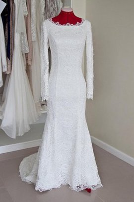 Robe de mariée discrete distinguee de sirène avec décoration dentelle avec zip