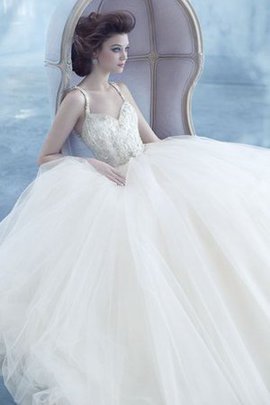 Robe de mariée naturel de mode de bal jusqu'au sol textile en tulle col ras du cou