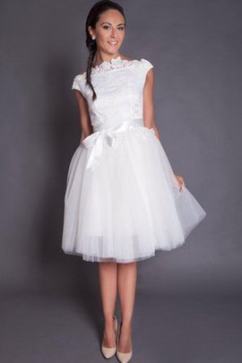 Robe de mariée facile avec ruban ligne a appliques de col haut