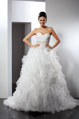 Robe de mariée longue de lotus en organza fermeutre eclair manche nulle