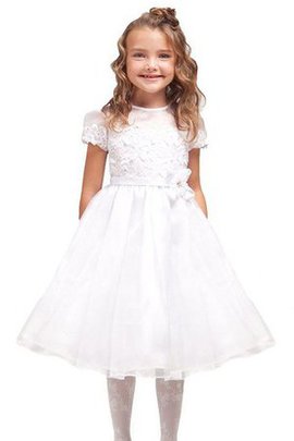 Robe de cortège enfant avec fleurs avec manche courte avec décoration dentelle ligne a