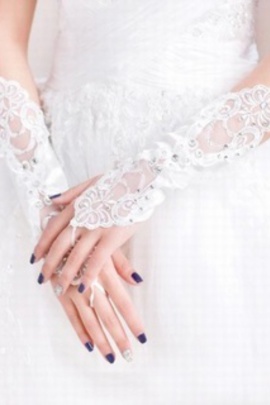 Adorable satin sequin blanc chic | gants de mariée modernes