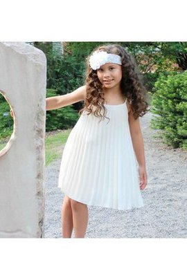 Robe de cortège enfant naturel ligne a col u profond manche nulle en chiffon